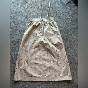 See by Chloé Cream Eyelet Maxi Skirt with Drawstring Waist